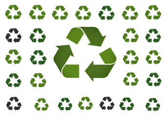Obraz premium Recycling Symbol Collection Green Variations Dark Grey Alternatives on transparent background
