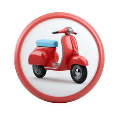 Obraz premium A vibrant red vintage scooter, a classic symbol of urban mobility and retro style, isolated on a clean transparent background, perfect for travel and city exploration