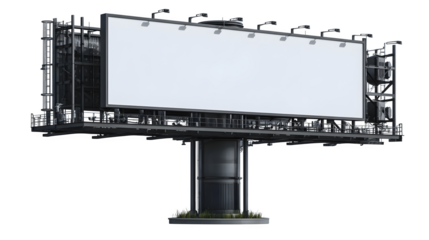 Modern digital billboard turned off, isolated on transparent background