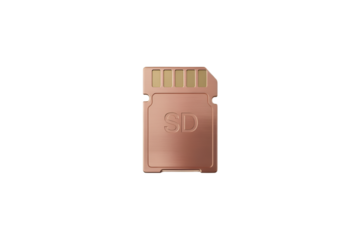 Copper SD Card With Gold Connectors on Black Background