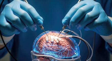 Brain Surgery Precision Hands Operating Neurotechnology Medical Innovation Advanced Surgical Technique Future of Medicine Healthcare