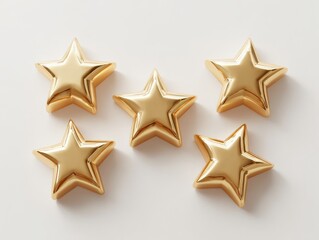 Obraz premium Five golden stars on a white background