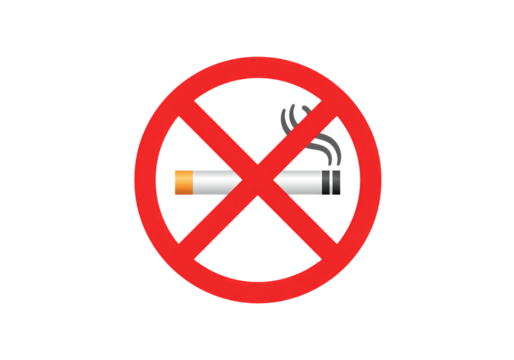 No Smoking Symbol Prohibiting Tobacco Use on transparent background