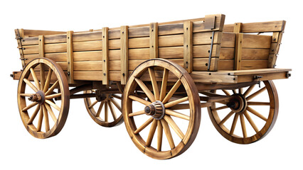 Wooden Cart Wagon Isolated on White Background &ndash; Transparent PNG, AI Generated