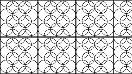 Black and white circles in square pattern grid