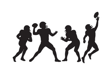 Football players silhouette vector art illustration on white background