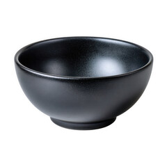 Simple black ceramic bowl isolated on transparent background