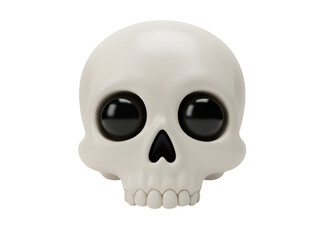 Obraz premium Cute 3D Cartoon Skull with Big Eyes Halloween Skeleton Art isolated on transparent background