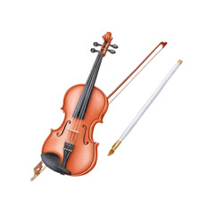 Fototapeta premium Back to school Musical Sonata: A beautifully crafted violin with its bow beside, a visual poem to the art of music, evoking creativity, and echoing a harmonious tale.