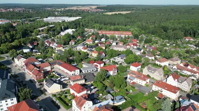 aerial view of hermsdorf in Thuringia, germany 4k