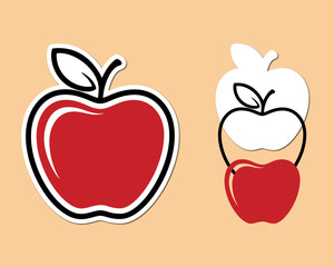 Layered Red Apple Illustration – Fruit Design for Crafts and Cutting