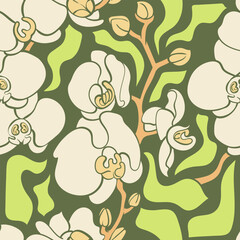Ethereal White Orchid Botanical Floral Pattern