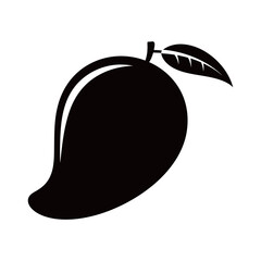 vector black and white silhouette of mango fruit on a white background