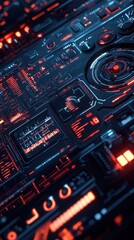 Obraz premium Futuristic Technology Interface: A Cyberpunk Digital Dashboard