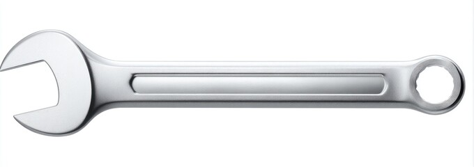 A chrome-plated adjustable wrench, a tool for tightening or loosening nuts and bolts