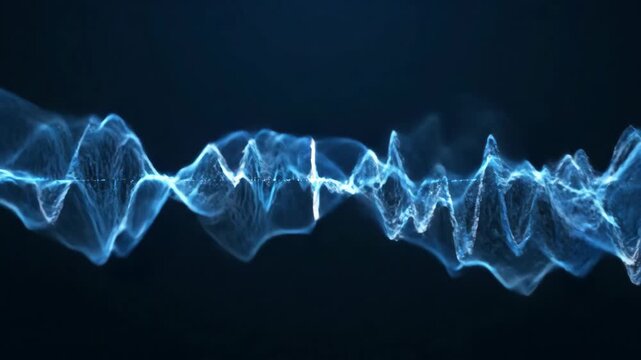 Shimmering Blue Energy Waves - Translucent, light blue energy waves ripple and oscillate across a deep blue background. The waves create a dynamic, flowing visual effect.