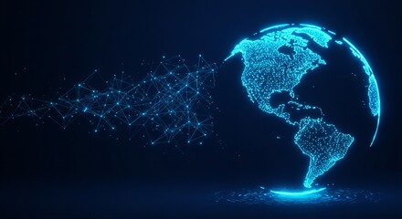 Fototapeta premium Digital Blue Earth with Glowing Network Connections