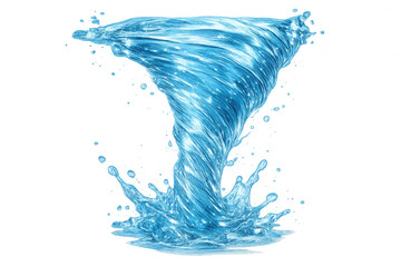 Obraz premium Dynamic water vortex forming a tornado-like shape, splashing and swirling with energy against a transparent background