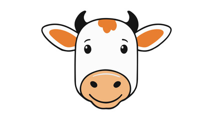 funny cow face cartoon orange illustration, very simple illustration of a cow face in cartoon style