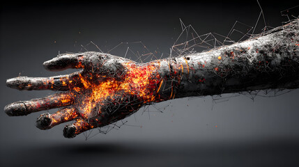 interface on human arm glowing with neural connections and biometric signals