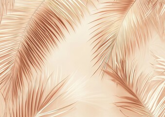 Obraz premium A pattern of aluminum foil palm leaves on a beige background