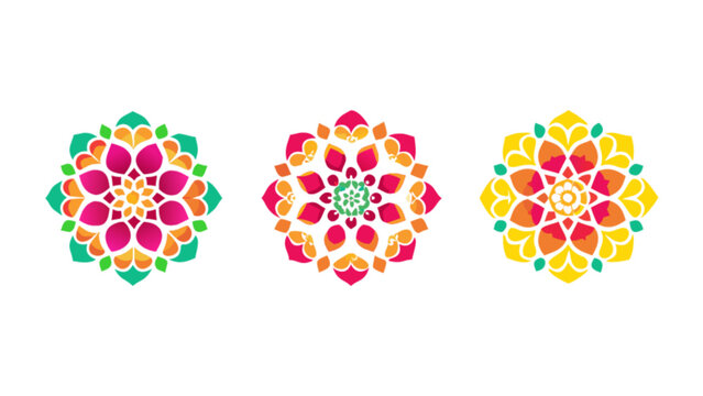 Colorful floral mandala designs vector art illustration for meditation and relaxation graphics template