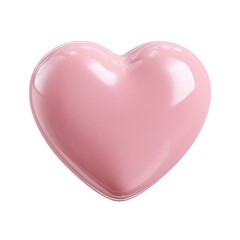 A glossy, light-pink heart shape, isolated on white