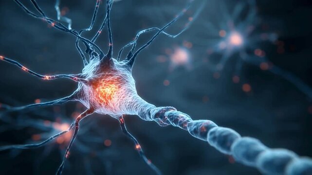 An intricate 3D rendering reveals a network of neurons firing with electric vitality, emphasizing the core of neuroscience and the complexities of the brain.