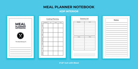 Weekly Meal Planner  Notebook– KDP Interior for Food, Grocery, and Diet Tracking