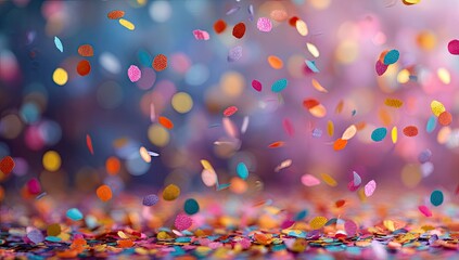 Colorful confetti falling, vibrant colors