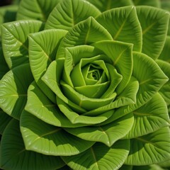 Fototapeta premium Cool Close-up image of gem lettuce with intricate details