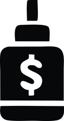Stylized black and white icon depicting a stack of money with a prominent dollar sign symbolizing financial wealth and prosperity