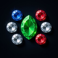 Fototapeta premium Cool Vibrant gemstone illustration featuring emerald sapphire diamond ruby designs