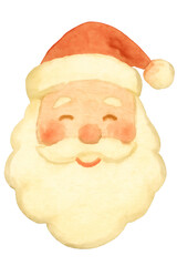Santa Claus Watercolor Portrait Illustration Isolated PNG