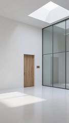 Fototapeta premium Modern Interior with Glass Partition and Skylight