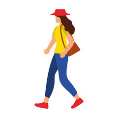 Woman Walking with Purse Illustration