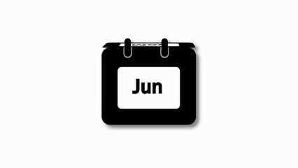 Black calendar icon displaying the month of June date
