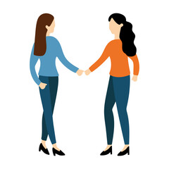 Fototapeta premium Two Women Meet and Shake Hands Illustration