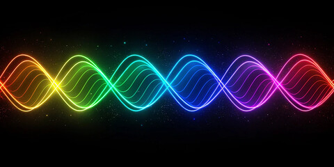 Vibrant rainbow sine wave pattern illuminating the darkness with a mesmerizing glow