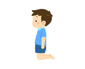膝立ちをする男の子のイラスト