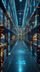 Futuristic Warehouse: Data Center Corridor