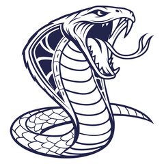 Fototapeta premium Stylized Cobra Icon, Black and White with Glowing Yellow Eyes.