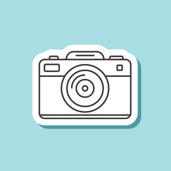 Camera sticker icon in flat style. Photography equipment vector illustration on isolated background. Photo sign business concept.