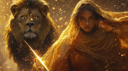 Golden Lioness: A Fiery Tale of Courage and Majesty