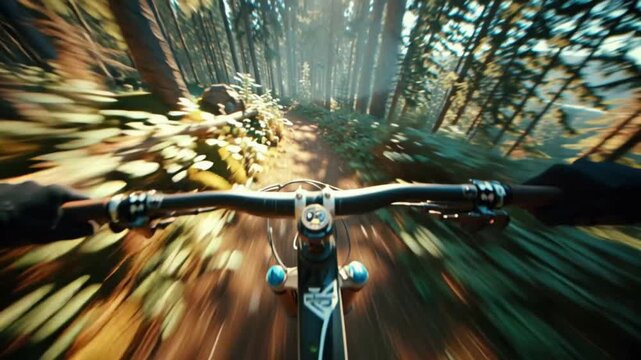 Experience the rush of mountain biking through vibrant forest trails in this thrilling first-person adventure.