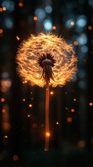 Illuminated Dandelion: A Magical Night Scene