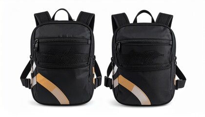 Naklejka premium Photorealistic Waist Bag Mockup with Abstract American Football Pattern, Symmetrical Front and Back Views on White
