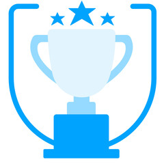 Achievement Icon Blue Trophy Cup with Stars for Success and Celebration