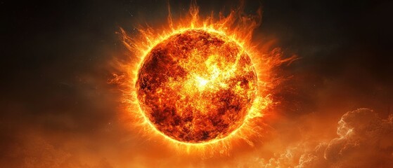 Fiery Celestial Orb: A blazing star in cosmic expanse