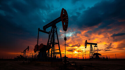 oil pump at sunset